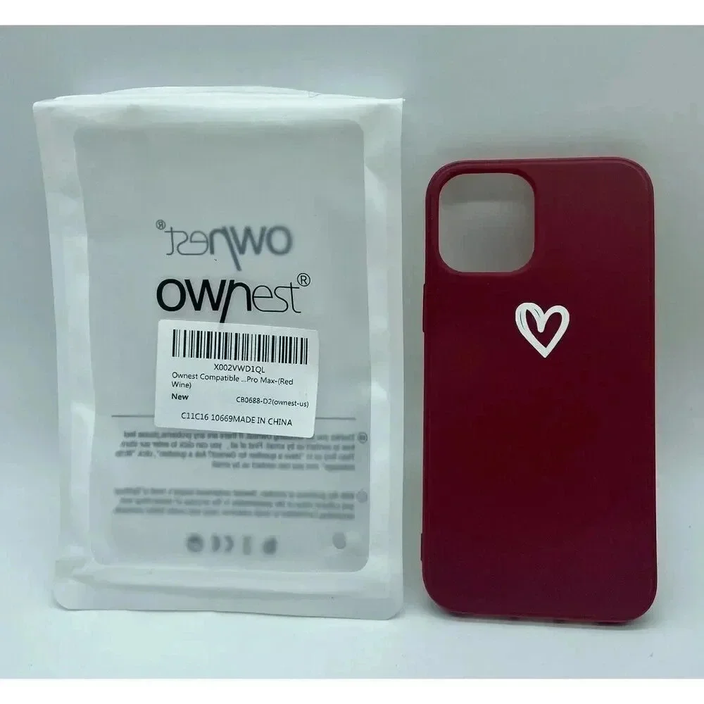 Soft Liquid‎ Silicone Case Compatible With iPhone 12 Pro Max Heart Pattern Red